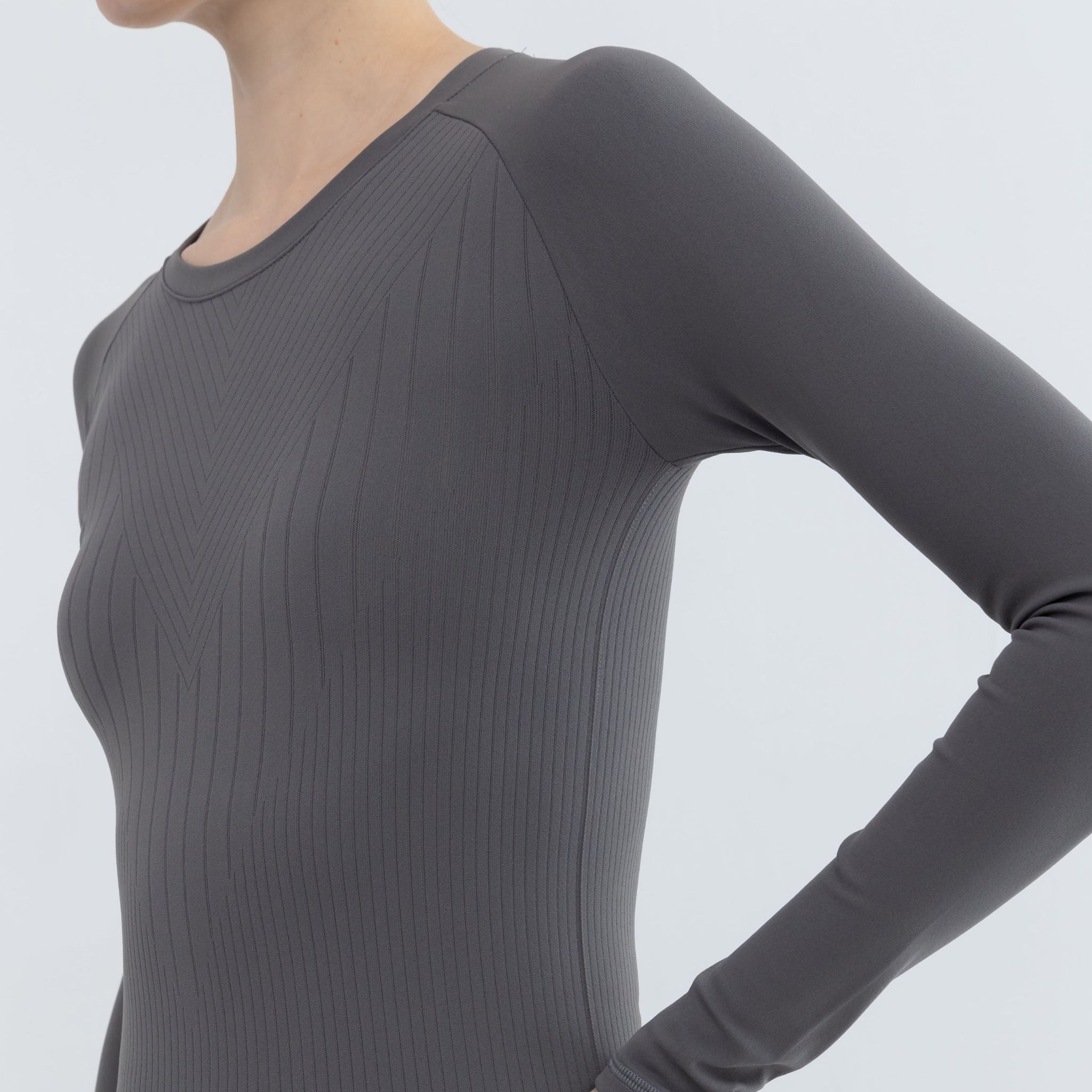 Leafy Exercise Pullover showing flexible movement