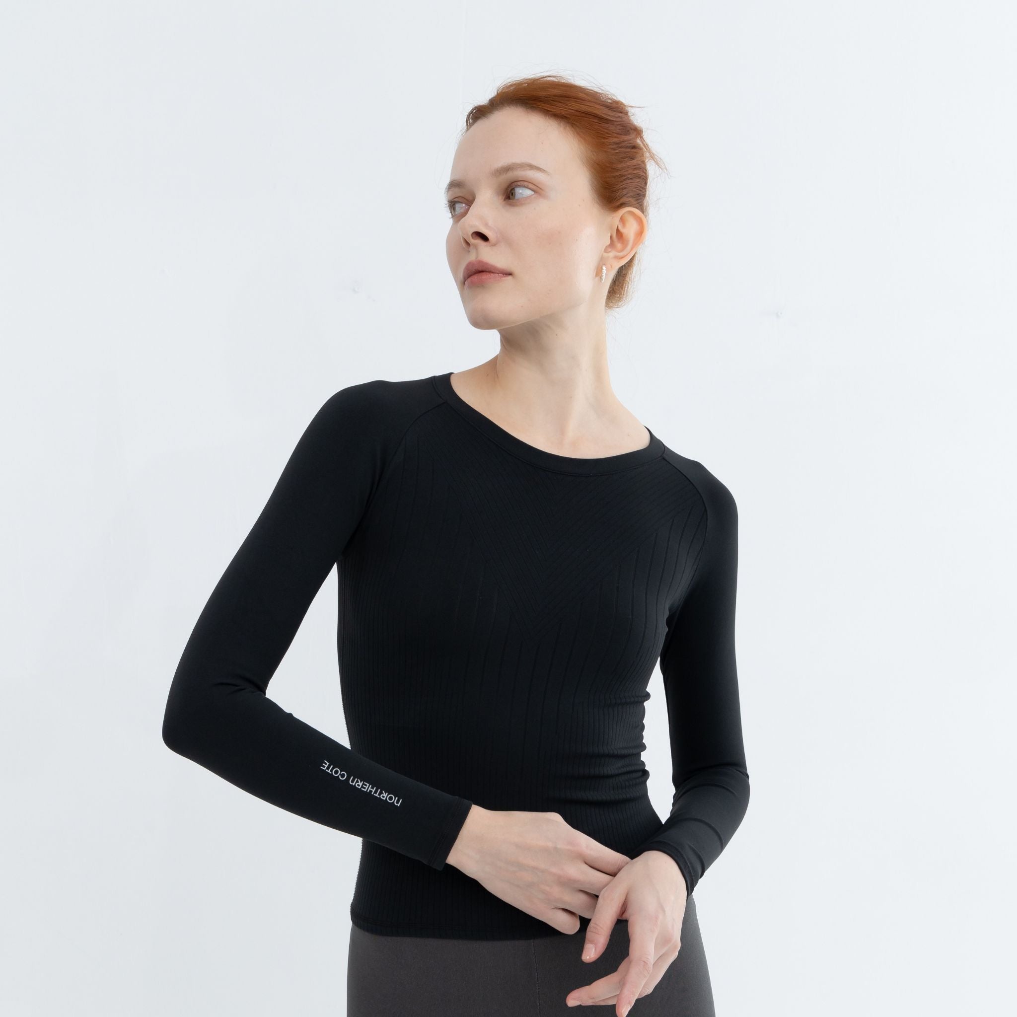 Side view of sleek Athletic Pullover with seamless fit