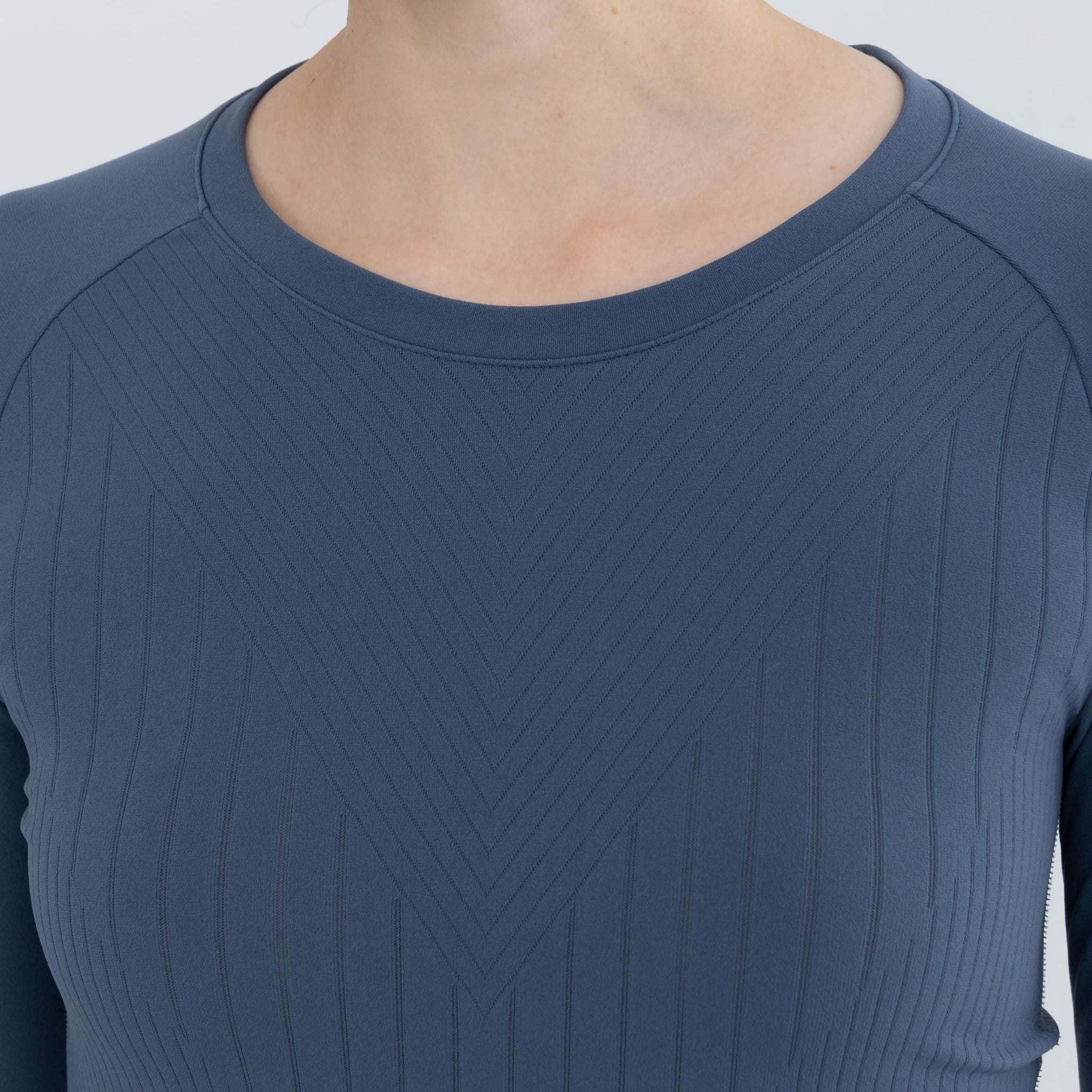 Close-up of Athletic Pullover neckline and stitching