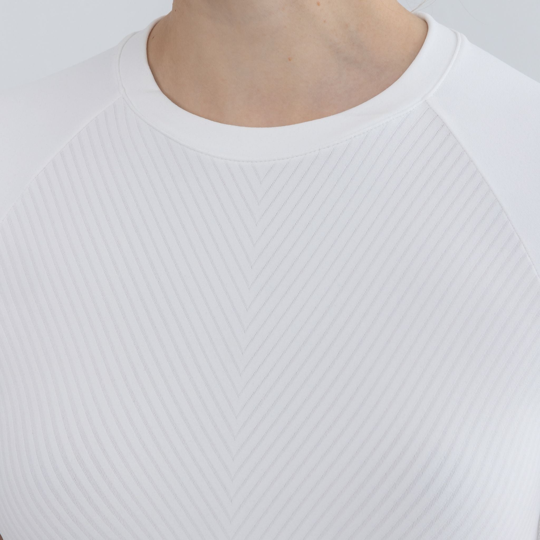 Icy White Raglan Crop Top close up view