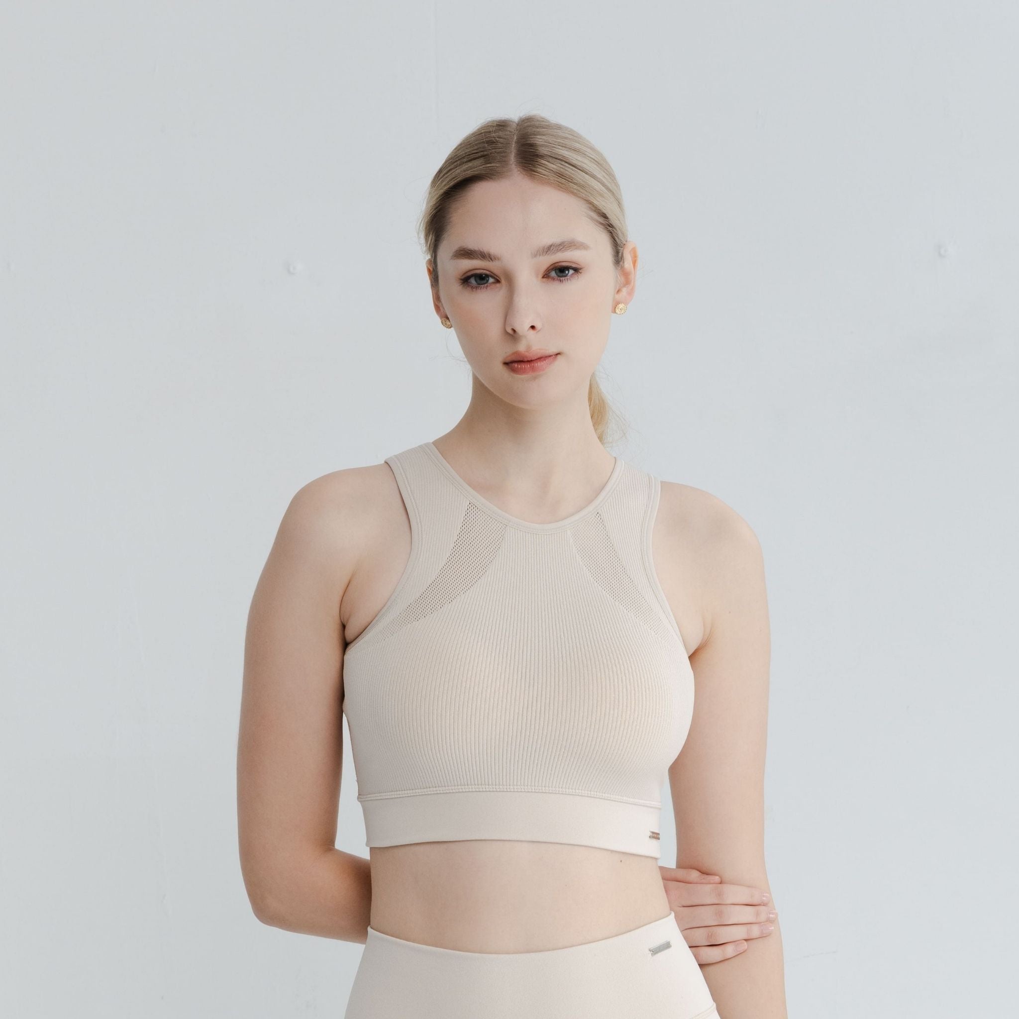 High Neck Bra with seamless design and supportive high-impact fit for women