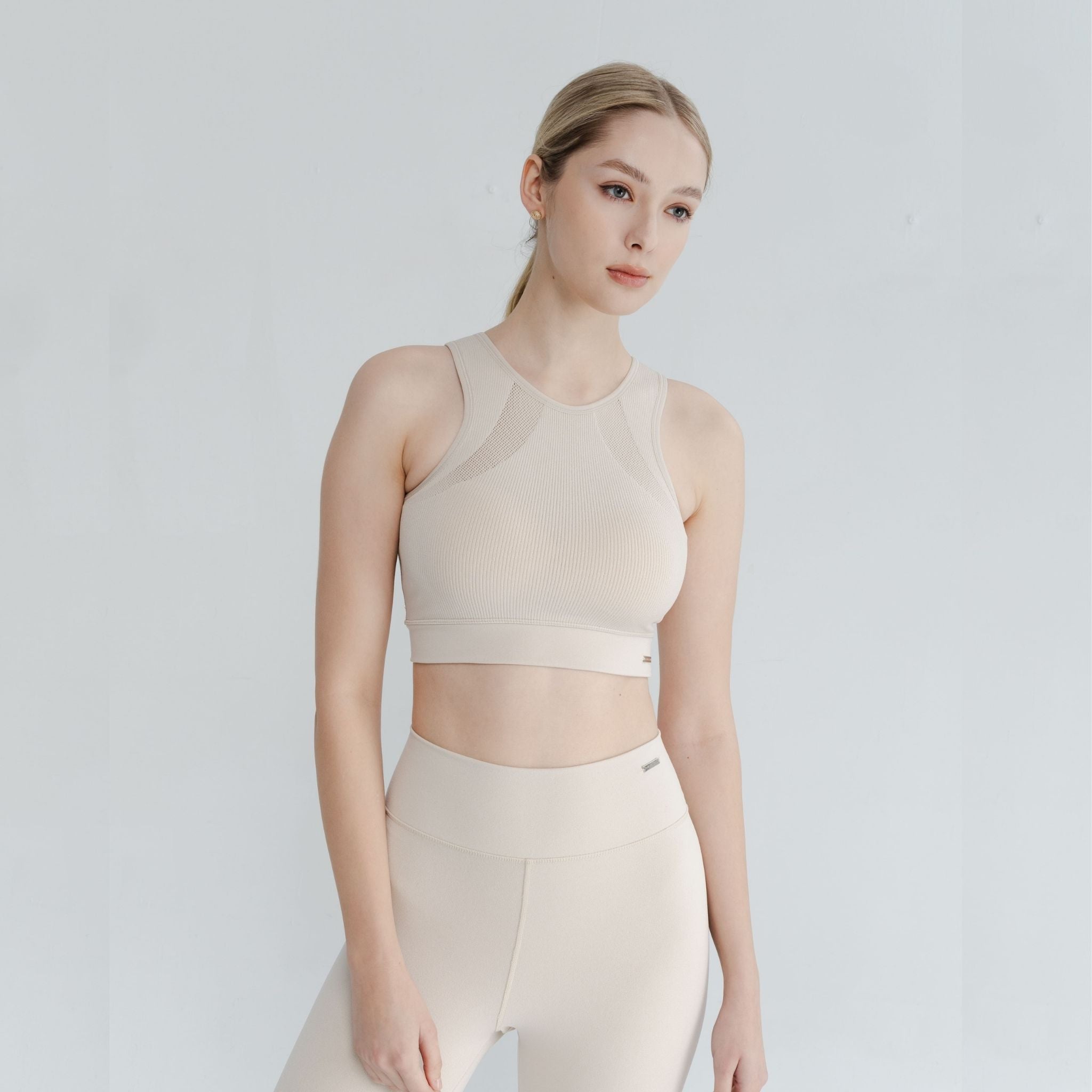 Ivory High Neck Bra for women stylish and supportive for everyday wear or workouts.