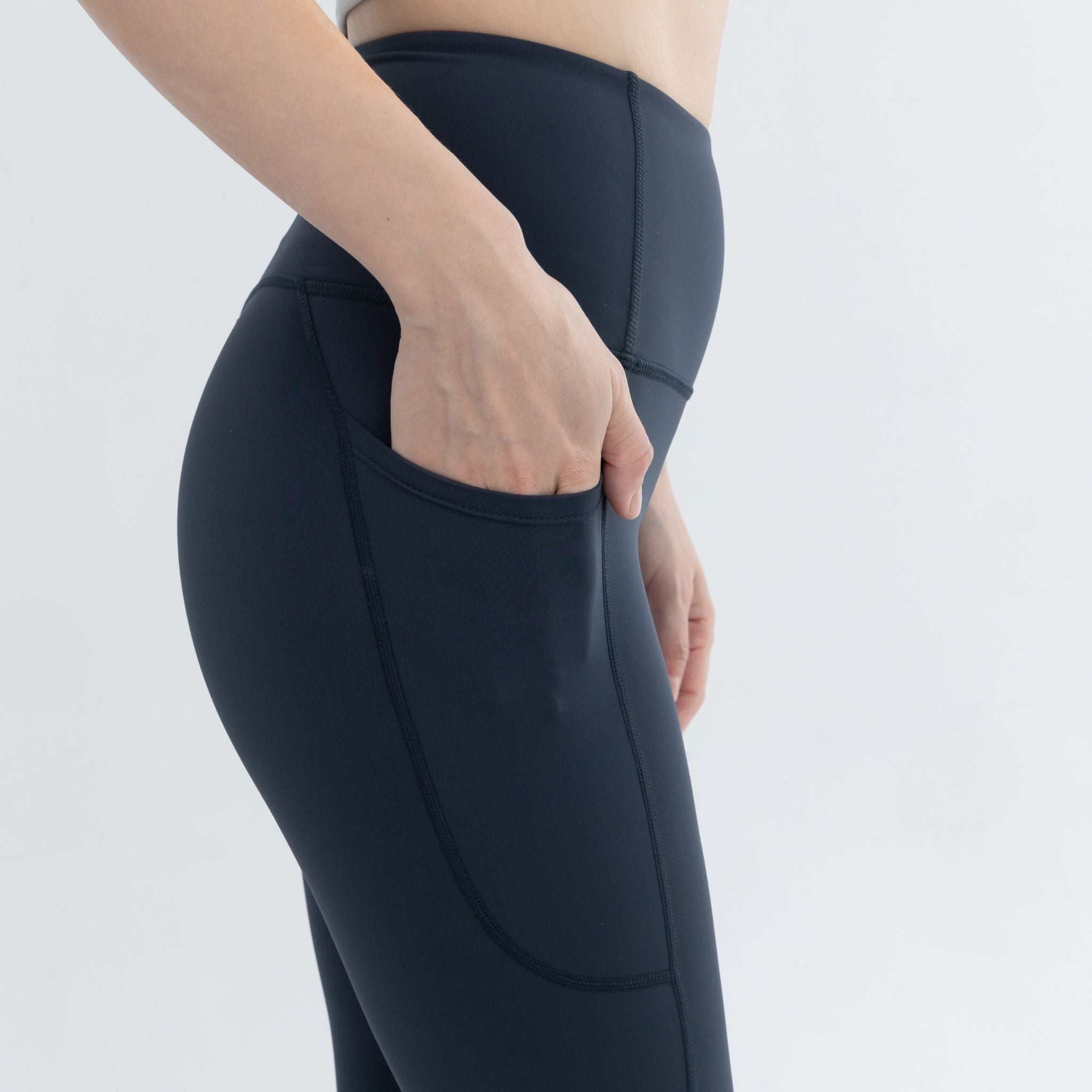 High rise leggings worn during workout