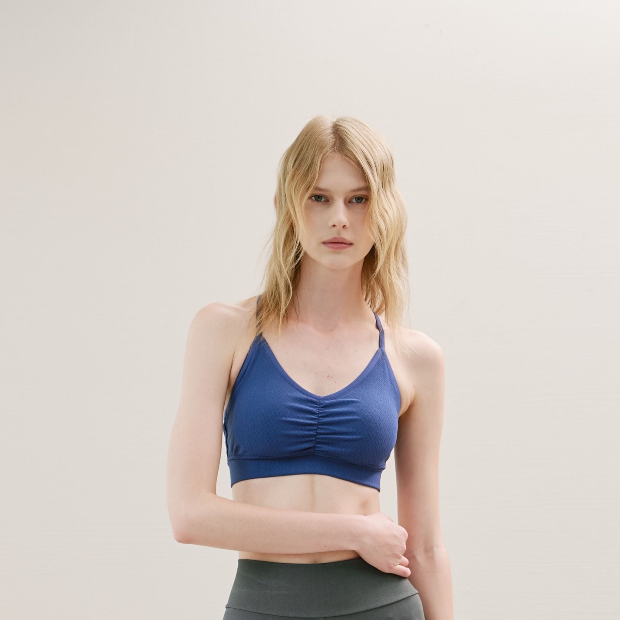 Model showcasing Wireless Cross Back Bra