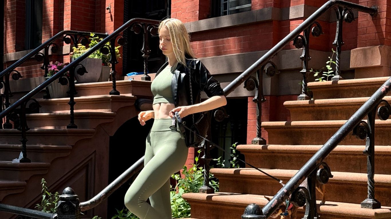 Seamless leggings displaying compression zones and contoured fit