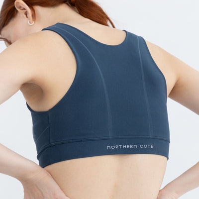 Affordable medium impact bra in black with breathable fabric