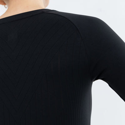 Back view of Fitness Pullover with leaf pattern detail