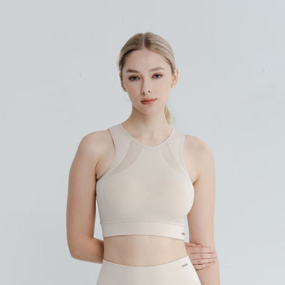 High Neck Bra with seamless design and supportive high-impact fit for women