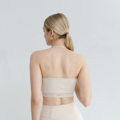 Close-up detail of the open back fabric on this fashion open back bra, designed for comfort, breathability, and elegance.